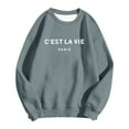 thumbnail image 4 of C'est La Vie Paris Sweatshirts for Women Oversized Letter Graphic Crewneck Tops Casual Drop Shoulder Long Sleeve Pullover Sweatshirt Fashion Streetwear Workout Outfits Grey M, 4 of 4
