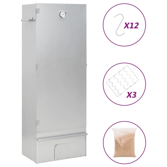 vidaXL BBQ Oven Smoker with Wood Chips, Heat Thermometer