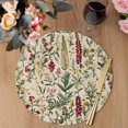 thumbnail image 3 of Vintage Plant Round 13 Inch Placemats Set of 6, Boho Botanical Flowers Green Leaf Ferns HeatResistant Non Slip Place Mats for Dining Table, Wipeable Braided Kitchen Table Mats for Housewarming, 3 of 9
