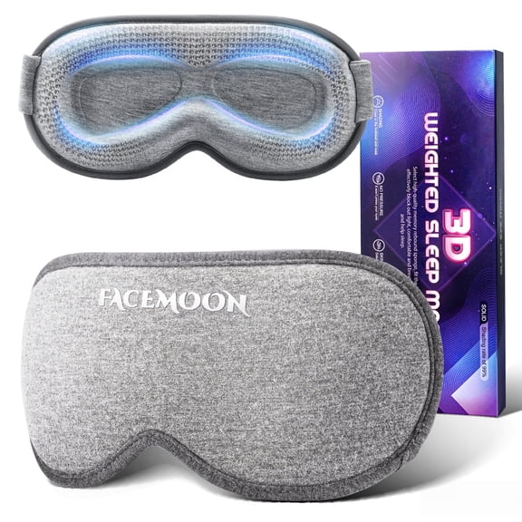 FACEMOON 1 Pack Adult Weighted Sleep Mask – Memory Foam Comfort 99% Light Blocking | 3D Contoured Lash Extension Safe for Travel | Gray
