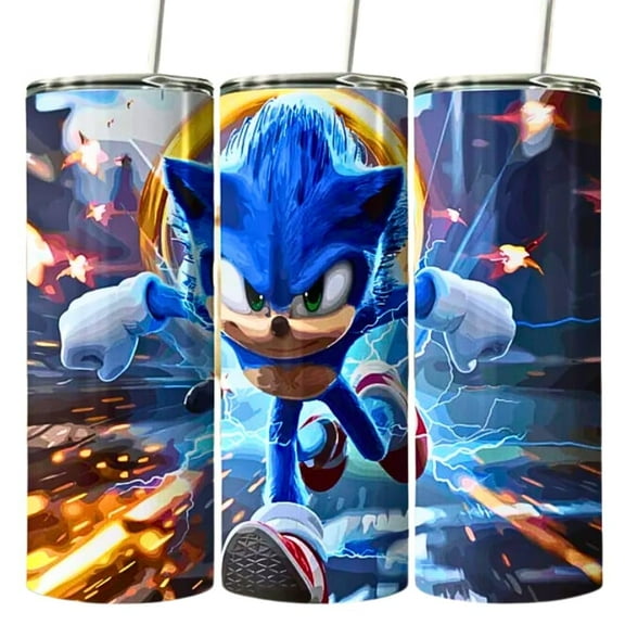 Alpha Printing 20oz Stainless Steel Tumbler with Straw – Sonic Inspired Design – Double Wall Insulated Travel Mug for Hot & Cold Beverages