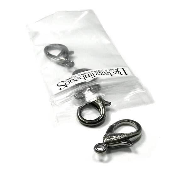 4 Big 1 inch 25mm Pewter Lobster Claw Clasps with Teardrop Design for Jewelry, Lanyards, Bags & More (Gunmetal Black)