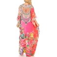 thumbnail image 4 of Sakkas Milanna Women's V neck Short Sleeve Vibrant Print Caftan Dress Cover-up - Print-5 - One Size, 4 of 5
