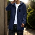 thumbnail image 2 of QHFBli Regular Fit Mens Trench Coat Men's Slim Fit Mid-Length Anorak Jacket Hooded Windproof Trench Coat for Navy M, 2 of 6
