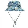 thumbnail image 2 of Sombrero de visera de algodón Sombrero de pescador de doble cara para padres e hijos Sombrero de ala grande transpirable de verano Sombrero de flor azul, 2 of 5