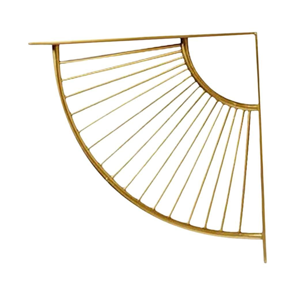 Floating Shelf Bracket Metal Decorative Shelf Holder Wall Mount Fan Shaped Black 25cm for Home Office Kitchen