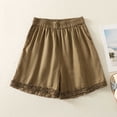 thumbnail image 2 of Boxer Shorts for Women Sleepwear Women’s Ruffle Home Shorts Elastic Waist Lace Shorts Summer Casual Home Sleepwear Loungewear Bottoms Khaki M, 2 of 9