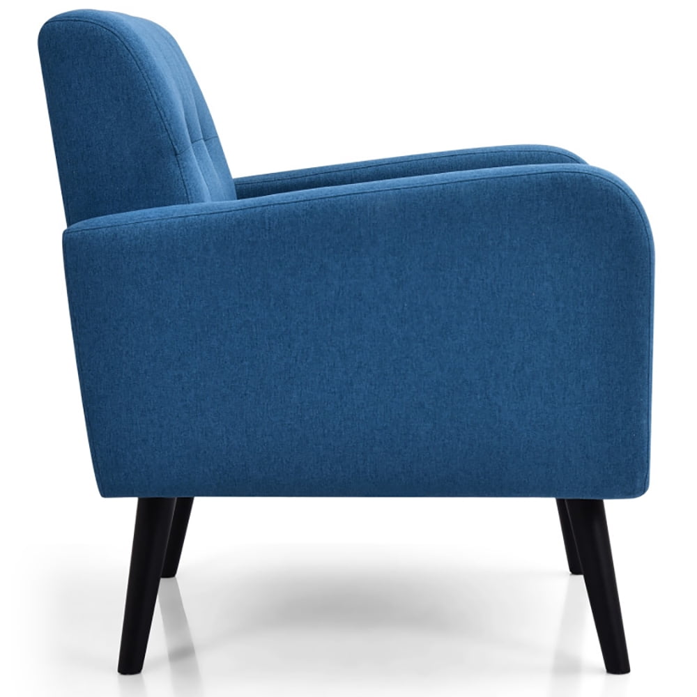 Finihen Upholstered Accent Chair, Modern Upholstered Comfy Accent Chair Single Sofa with Rubber Wood Legs, for Living Room, Bedroom, Navy