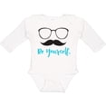 thumbnail image 3 of Inktastic Be Yourself, Glasses, Mustache - Black Blue Boys or Girls Long Sleeve Baby Bodysuit, 3 of 5