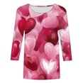 thumbnail image 5 of Tumotour Pullover Sweatshirts For Women Crew Neck 3/4 Sleeve Valentine'S Day Printed Tops Casual Cute Tunic Tops Tees Blouses Loose Pullover Tops, 5 of 5
