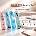 thumbnail image 6 of Binding Clips Stapler Transparent Blue Card Holders by Dusknt Portable Clip Stapler Available in 6 Colors Includes 66 Reusable Silver Metal Clips for Home schol Use, 6 of 9