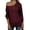 Burgundy, variant on Womens Off The Shoulder Sweater Oversized Knit Long Sleeve Sweaters Tunic Tops