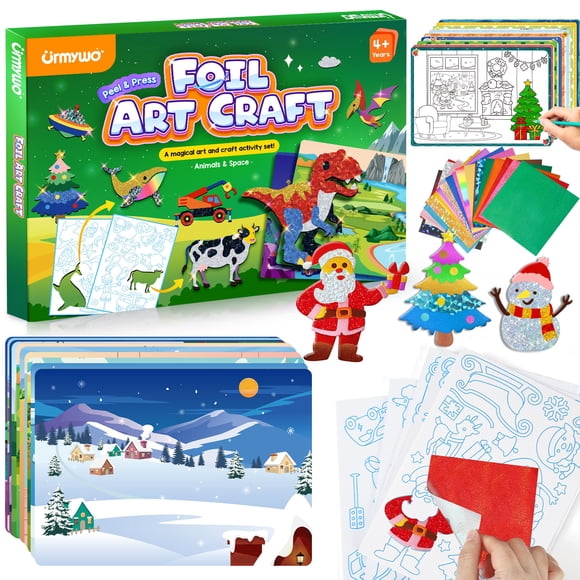 Kit de Arte con Papel Metalizado URMYWO para Niños de 4 a 6 Años con Pegatinas