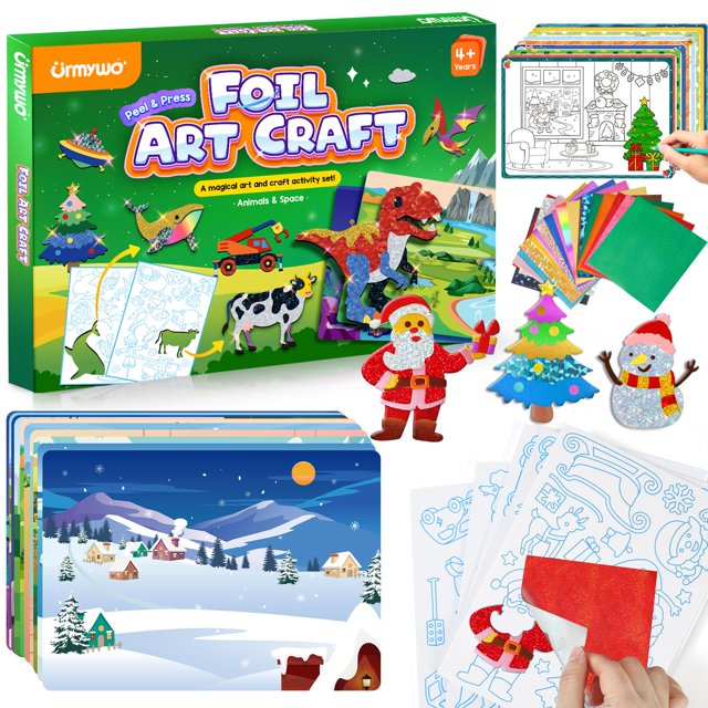 Kit de Arte con Papel Metalizado URMYWO para Niños de 4 a 6 Años con Pegatinas