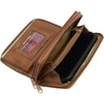 thumbnail image 3 of Marshal Genuine Leather Double Zipper Clutch Checkbook Wallet for Women #4575CF Swiss Cognac, 3 of 6