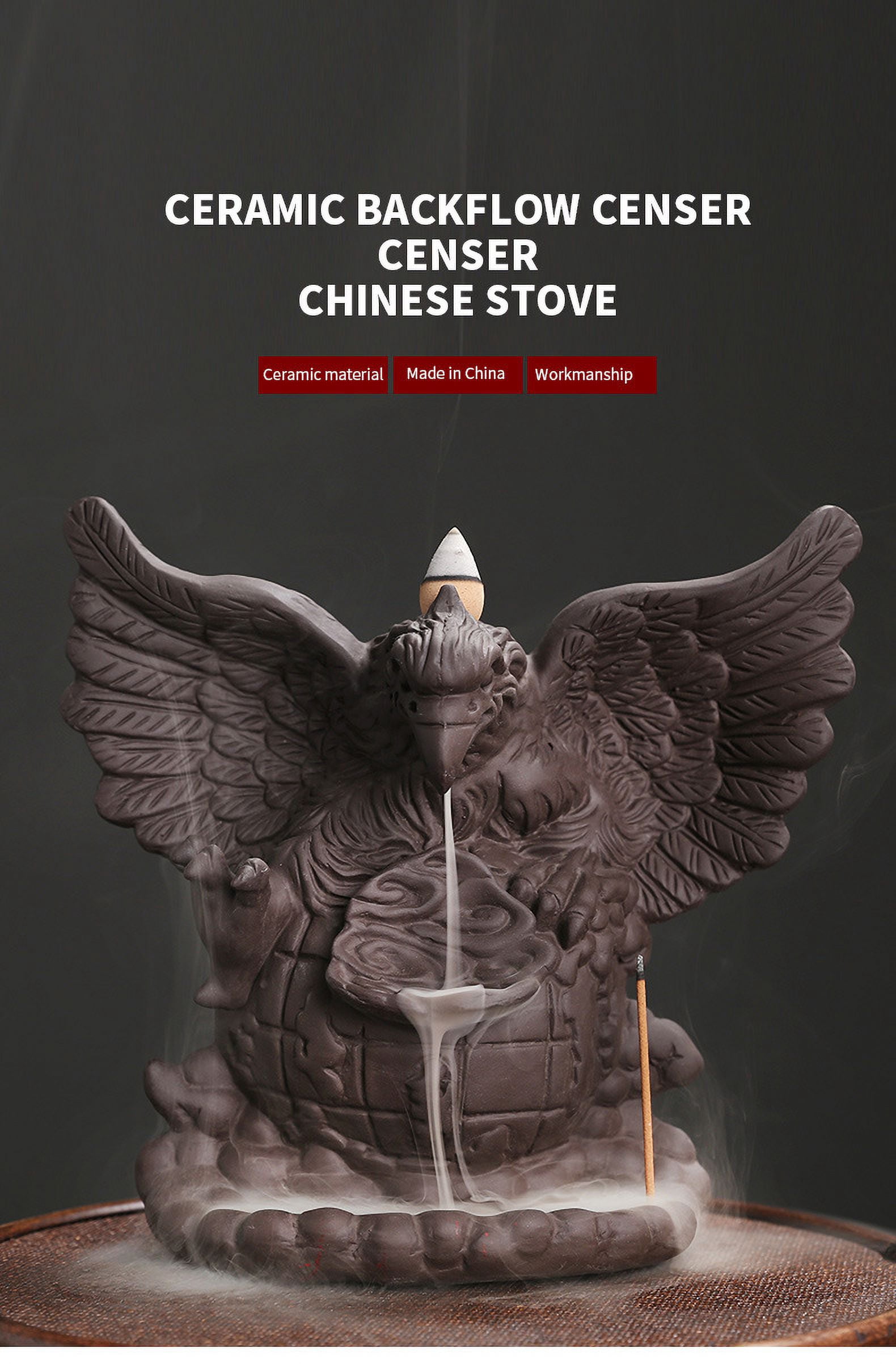 Purple Sand Creative Eagle Backflow Incense Burner Smoke Waterfall Incense Holder Office Teahouse Room Decoration Crafts