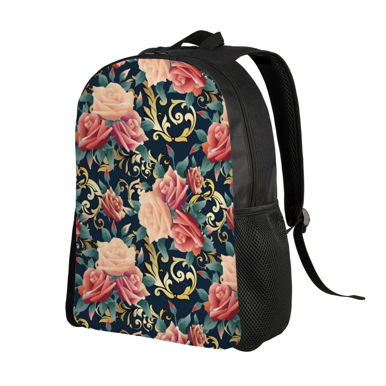Xecao Rose Flowers Print School Backpack with Laptop Compartment Small Travel Laptop Backpack for Women Men Waterproof College Backpack Simple School Bag