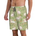 thumbnail image 2 of Wukai Cute Rabbit And Flower Print Beach Trunks with Compression Liner Swimsuit Quick Dry Beach Sports Shorts with Pocket-Small, 2 of 8
