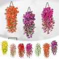 thumbnail image 1 of Cesta colgante de flor de rosa artificial decoración de pared | Enredaderas y hojas de plástico de 75 cm | Fácil de instalar | Arreglo floral falso para salón, dormitorio, patio, balcón | Decoración, 1 of 9