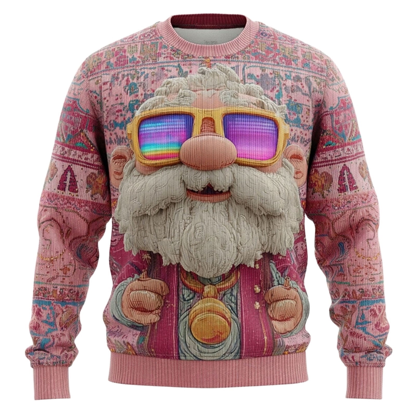 Kids Christmas Santa 3D Print Pullover Holiday Sweater Long Sleeve Red Top Boys Girls 3-14Y