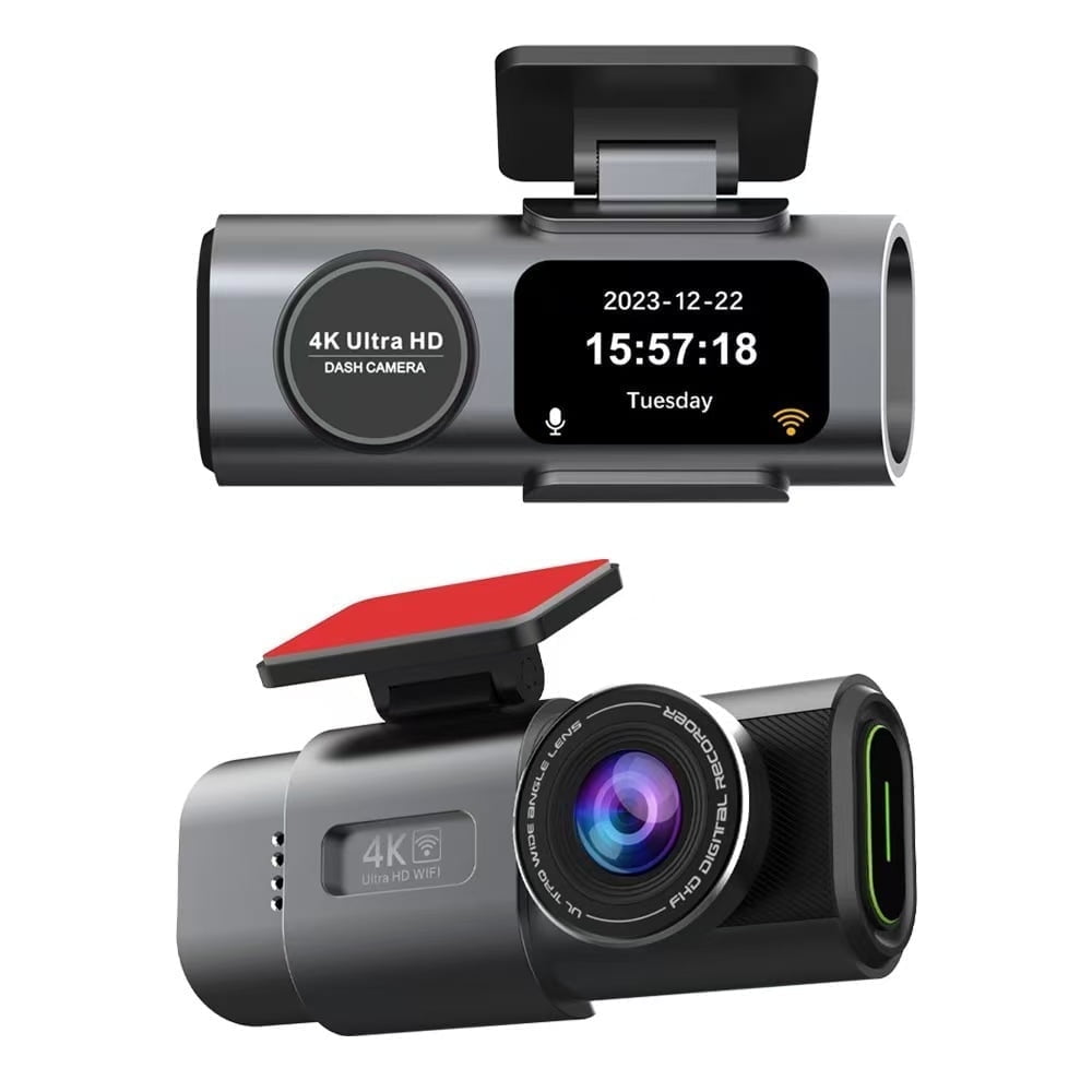 Dash Cam Front and Rear, 4K Dash Cam with WiFi & GPS, 4K/2.5K Front+1080P Rear Car Camera with View Night Vision, LCD Screen Display, Loop Recording,Black