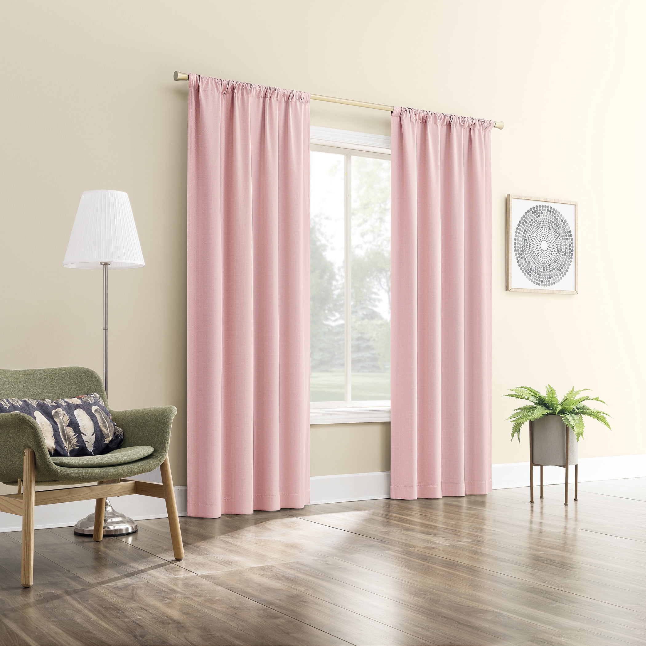 Sun Zero Karina Textured Blackout Rod Pocket Curtain Panel, 40"W x 84"L, Pink