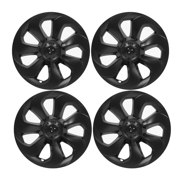 Ikon Motorsports, Wheel Hubcaps Rim Cover Compatible With 2020-2024 Tesla Model Y Matte Black Large Blade Style ABS Plastic 19'' Hub Caps Hubcap Wheel Cover Rim Skin Covers 4PCS Replacement