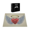 thumbnail image 5 of Ambesonne Wings Print Jigsaw Puzzle, Doodle Heart with Love, Heirloom-Quality Fun Activity for Family Durable Cardboard, 1000 pcs, Pale Azure Blue and Scarlet, 5 of 5