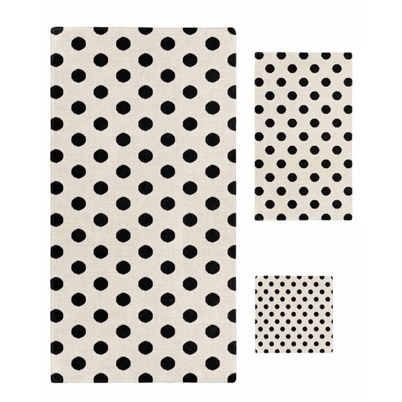 Wave Point Black Towel Set of 3, Soft Microfiber Bath Towels, Hand Towel, Washcloths, Modern Minimalist Geometric on Linen Quick-Dry Absorbent Towels for Bathroom Kitchen Hotel Beach Gym Spa