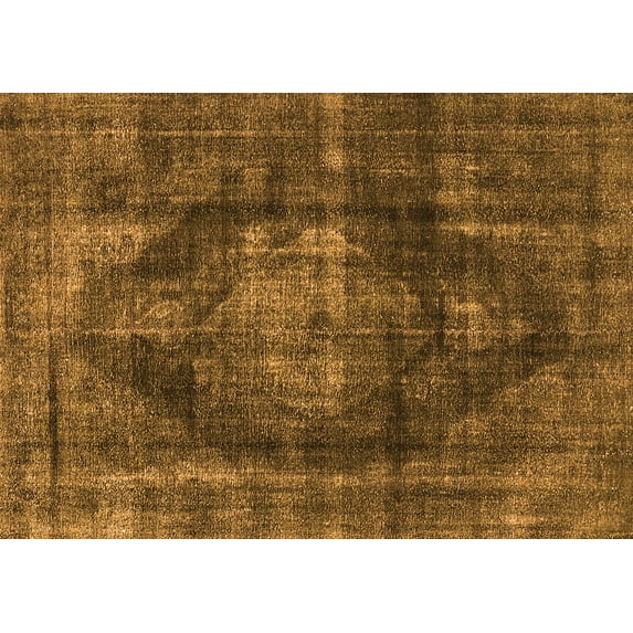 Ahgly Company Machine Washable Indoor Rectangle Oriental Orange Industrial Area Rugs, 4' x 6'