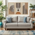 thumbnail image 2 of HPNIUB 3D Geometric Line Wooden Framed Wall Art Boho Mid Century Modern Sculpture Wall Decor Set of 3 for Living Room Bedroom 16x32 Inch, 2 of 9