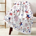 thumbnail image 3 of July 4th Party Throw Blanket Blue Blanket Flannel Bed Blanket American USA Flag Day Theme Blue Red Stars Lightweight Throw Blanket for Couch Sofa-Independence Day Collection, 3 of 3
