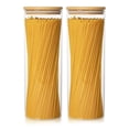 thumbnail image 1 of Juego de 2 recipientes de vidrio para almacenar espaguetis de 71 oz de alto con tapas de bambú - Botes de cocina para almacenar alimentos para pasta, 1 of 6