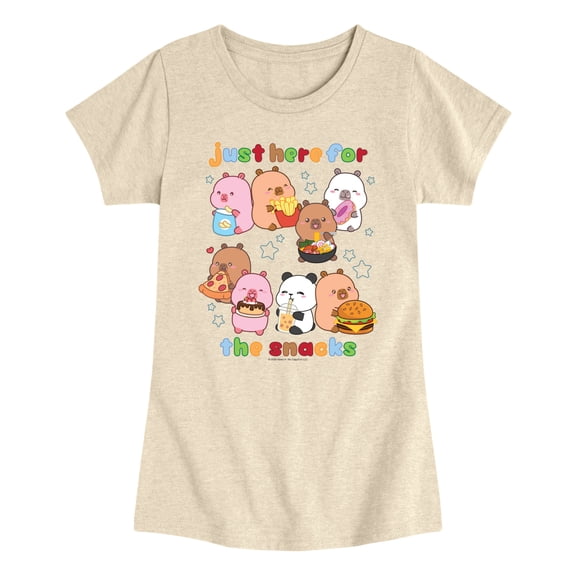 CapyFun - Capybara Just Here for the Snacks - Youth Girls Fitted Short Sleeve T-Shirt