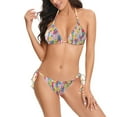 thumbnail image 2 of Xysaqa Women's Two Piece Swimsuit Funny Printed Halter Top Bikini Sets Tie Side String Triangles Sexy Brazilian Swimwear Bathing Suits for Women S-XL ( with Padded), 2 of 9