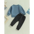 thumbnail image 5 of Baby Boys 2Pcs Fall Outfits, 6 12 18 24 36M Long Sleeve Letter Print Pullover Tops and Pocket Pants Set, 5 of 10