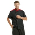 thumbnail image 3 of Toptie 2 Pack Unisex Short Sleeve Chef Coat Jacket, Black Snap, 3 of 6