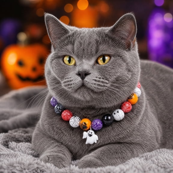 Halloween Dog Collar Beaded 11 Inch Medium Dog Collar with Halloween Beads for Halloween Cat Collar Pet Accessories for Halloween Holiday 1 Pack