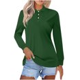 thumbnail image 2 of Otvok Ladies Solid Color Button Lapel Casual Fashion Long Sleeve T-Shirt Top Shirt, 2 of 6