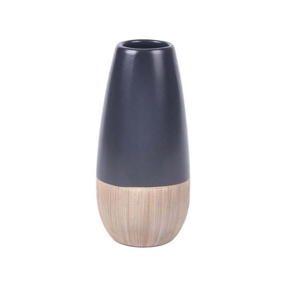 Sagebrook Home Ceramic 9"h 2-tone Vase, Creme/Black