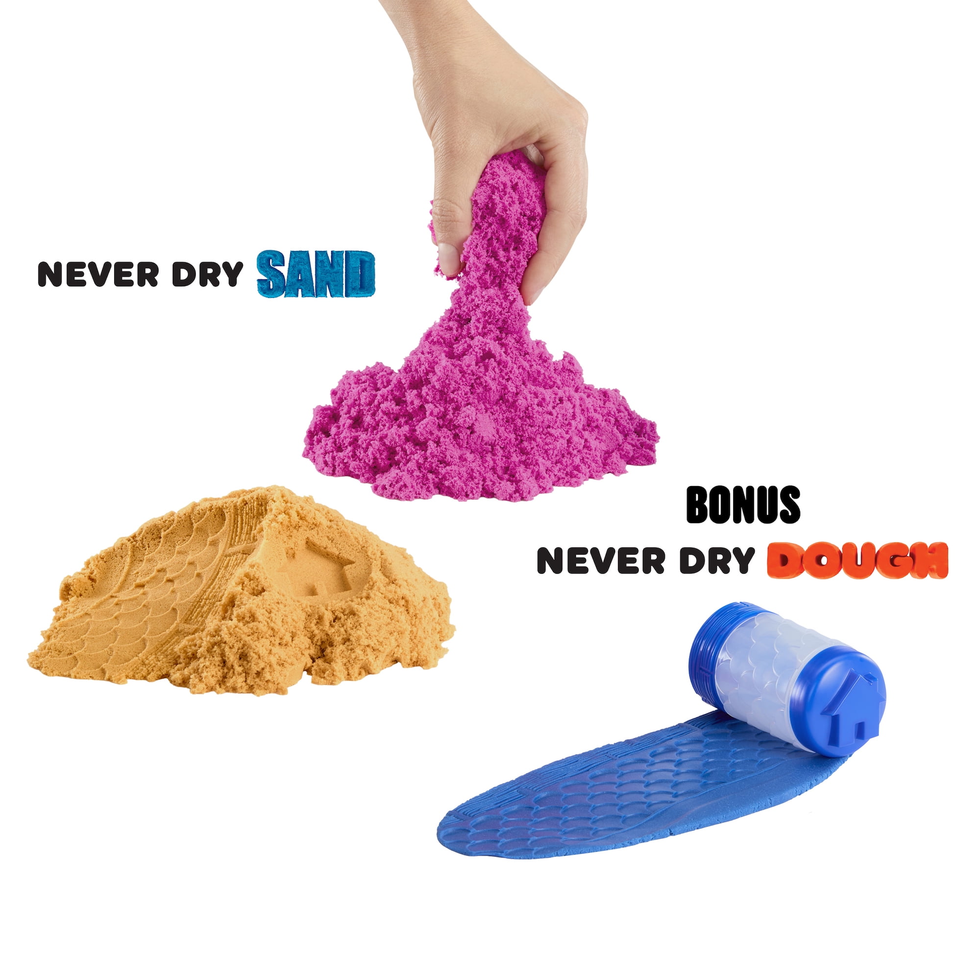 Wonder Factory Sand Bag with Never Dry Dough- Orange + Red Sand with Blue Dough – Never Dries Out, Gluten Free, Smells Great - Styles May Vary