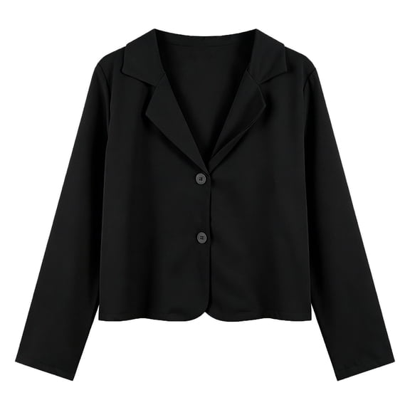 Cekizud Blazers for Women Lapel Long Sleeve Cropped Business Work Jacket,Sizes XXS-L