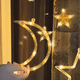 thumbnail image 1 of Dinheiro Solar Star Moon String Lights con control remoto 8 modos Cortina Luces Luces de hadas para jardín, 1 of 5