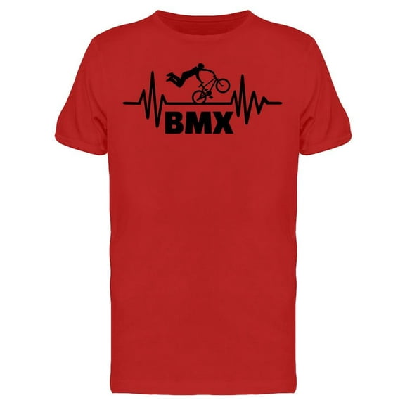 Heartbeat Line With Bmx Stuntman T-Shirt Men -Image by Shutterstock, Male Small