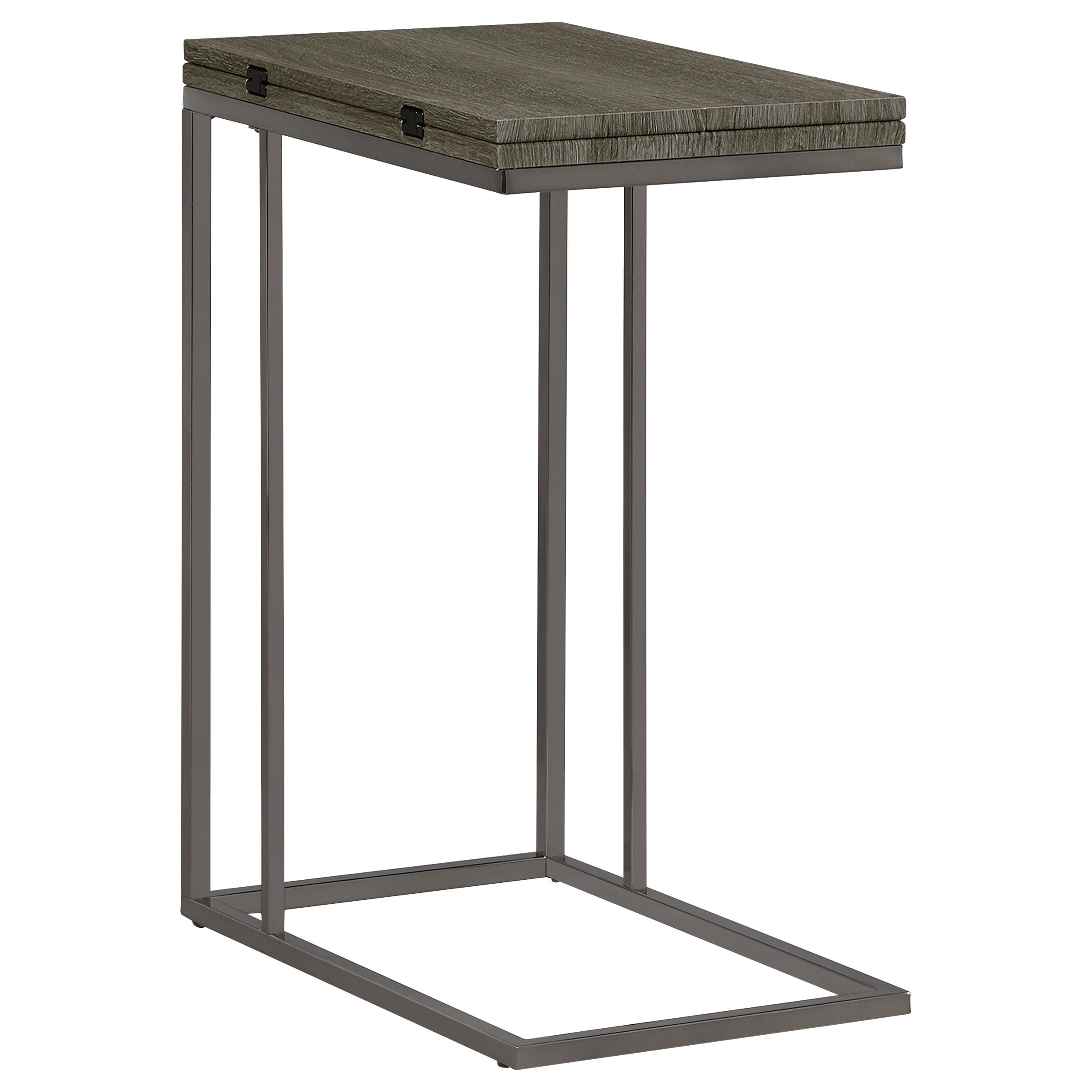 Weathered Grey and Black Snack Table with Expandable Top