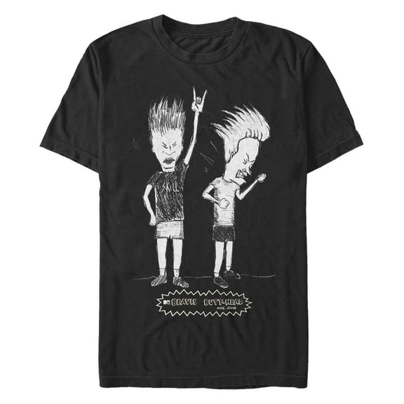 Men's Beavis and Butt-Head Rocking Sketch Graphic T-Shirt