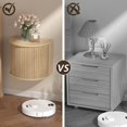 thumbnail image 3 of Pusnapku Floating Nightstand Set of 2, 16.5" Fluted Wall Mounted Bedside Shelf with Storage and Sliding Door, Wooden Curved Side Table for Bedroom, 3 of 9