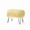 thumbnail image 4 of HOME SOFT THINGS OTOMAN/TABURETE DE PELO SINTÉTICO MONGOL, REPOSAPIÉS TAPIZADO, PATAS DE METAL NEGRO Y ASIENTO ACOLCHADO. 48x33x43CM, REBANADA DE PIÑA., 4 of 5