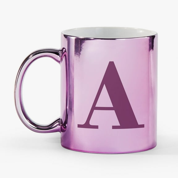Personalization Mall Metallic Initial 11 Oz. Mug, Purple, A