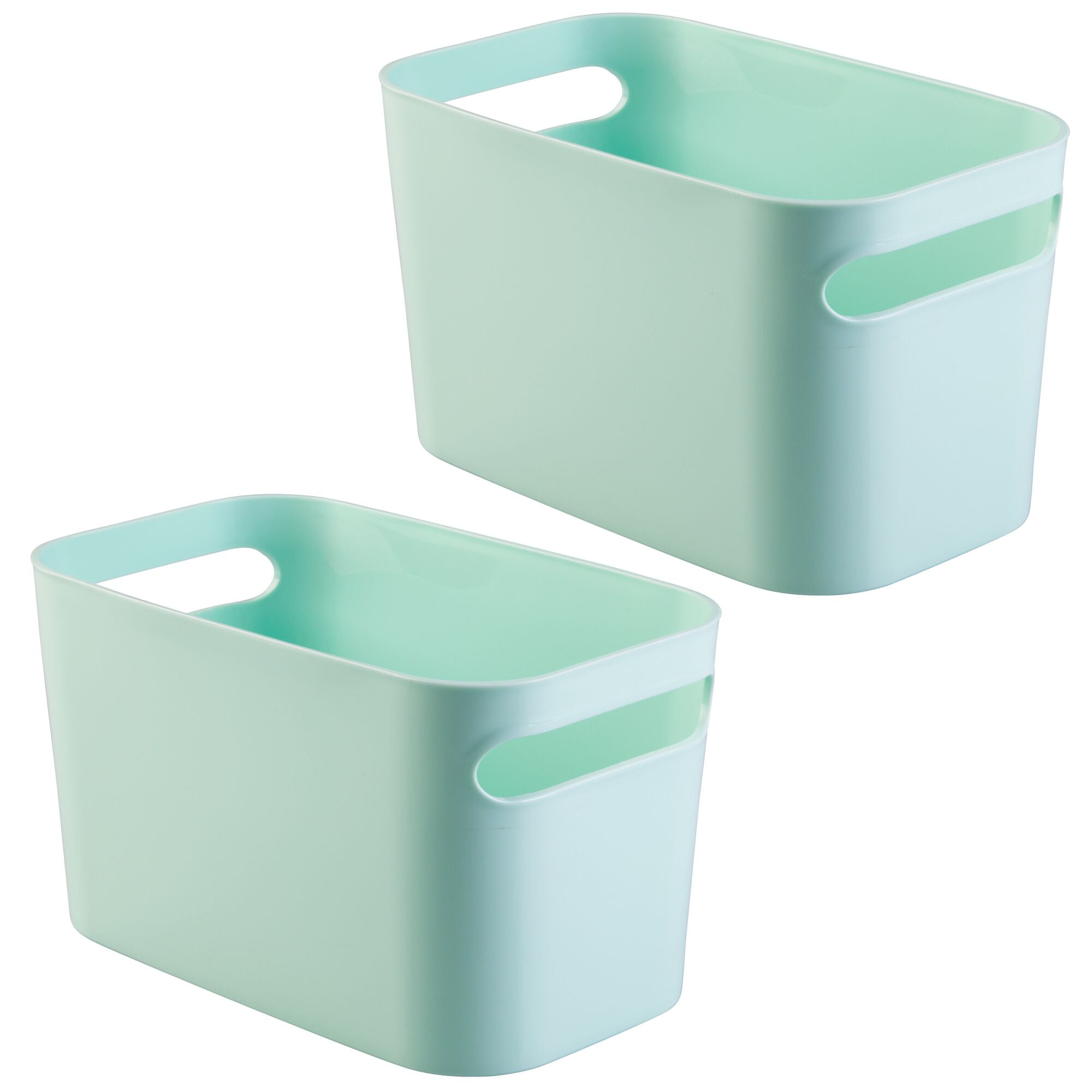 2 Pack mDesign Plastic Storage Bin with Handles for Bathroom Vanity Clear/Blue 